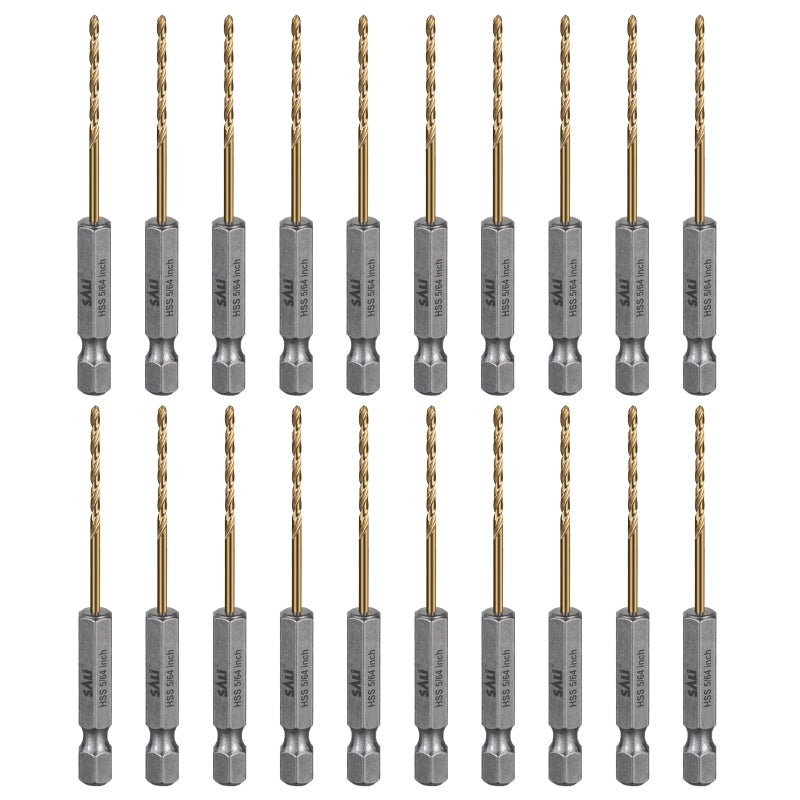 SALI Cobalt Drill Bit Set,20 Pack 5/64 Inch High Speed Steel Hex Shank Jobber Drill Bits, for Hardwood, Aluminum,Metal,Copper,Alloyed Steel - Image 1